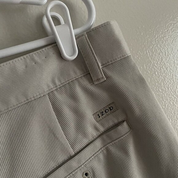 Izod Perform X Mens SZ 34 x 29 Light Beige Flat Front Straight Leg Golf Pants - Picture 7 of 10